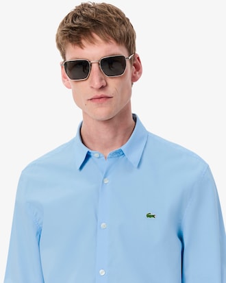 Camisa Slim Fit em Popeline de Algod&atilde;o Stretch