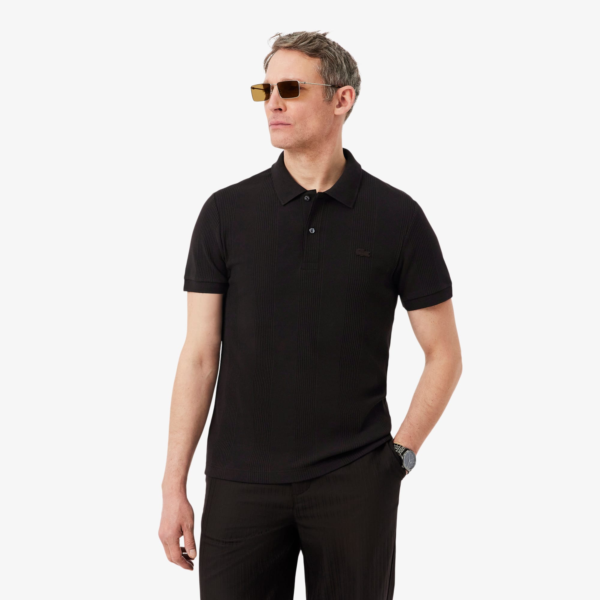 Camisa polo de malha canelada - Modelagem clássica