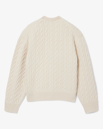 Cardigã de Malha com Padrão Trançado em Caxemira Runway