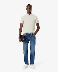 Cal&ccedil;a Jeans Slim Fit Indigo com 5 Bolsos