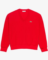 Su&eacute;ter feminino Lacoste em algod&atilde;o org&acirc;nico com decote em V