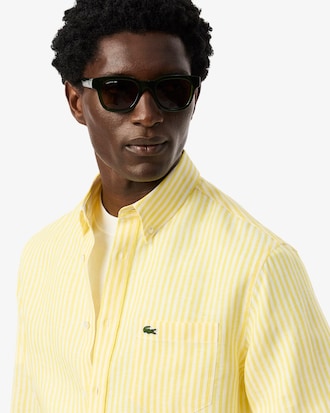 Camisa Regular Fit Listrada em Linho