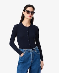 Cardigan de L&atilde; Merino de Malha Canelada