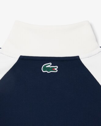 Moletom com z&iacute;per de 1/4 e emblema de t&ecirc;nis Heritage