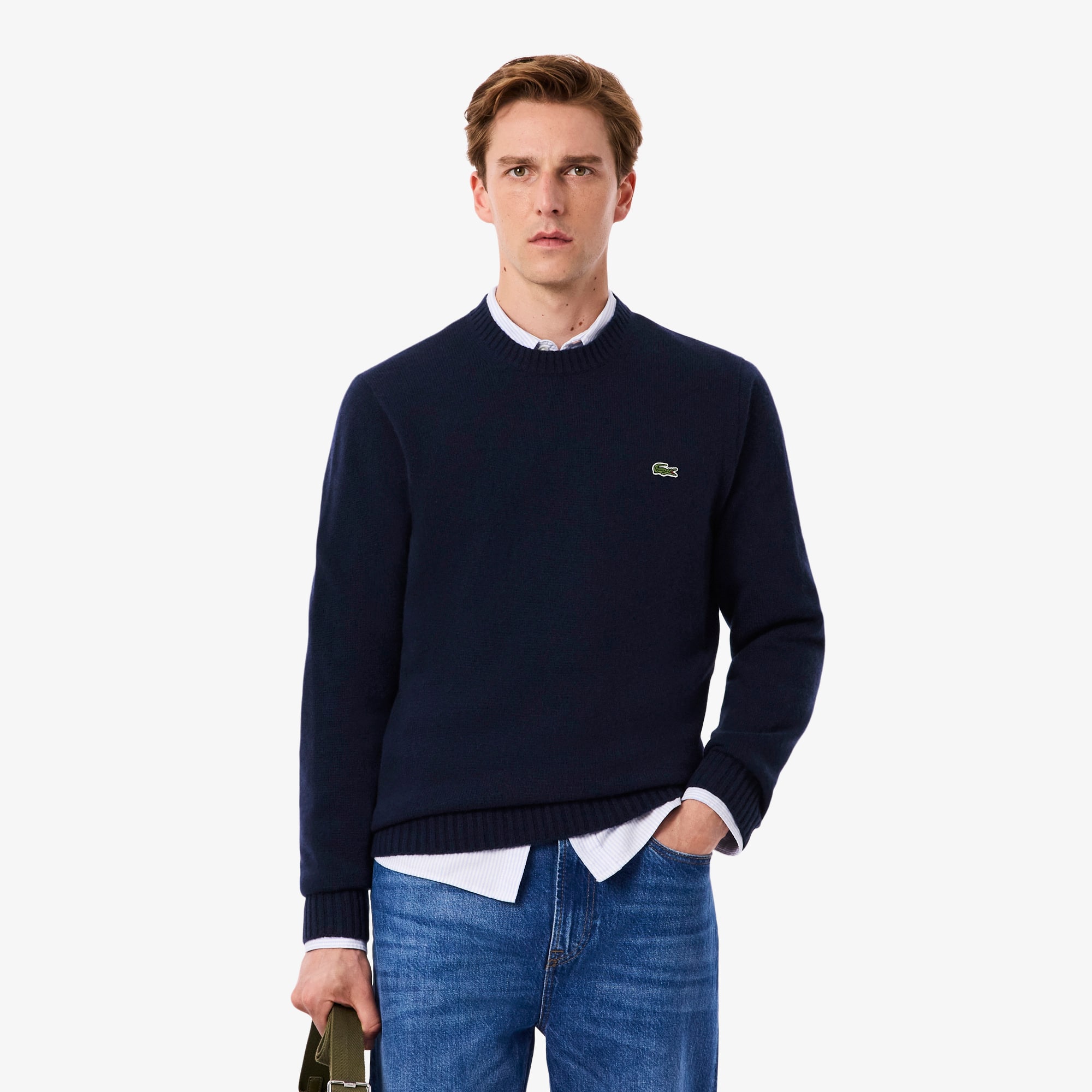 Suéter de Lã Caxemira Masculino Gola Redonda Lacoste