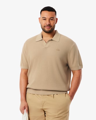 Sweater Polo Mezcla de Algod&oacute;n con Cuello Abierto