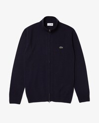 Cardig&atilde; masculino em l&atilde; com gola alta e z&iacute;per