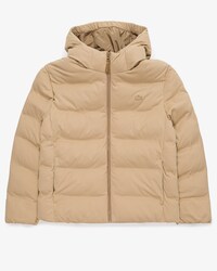 Jaqueta puffer com capuz e tecido leve 