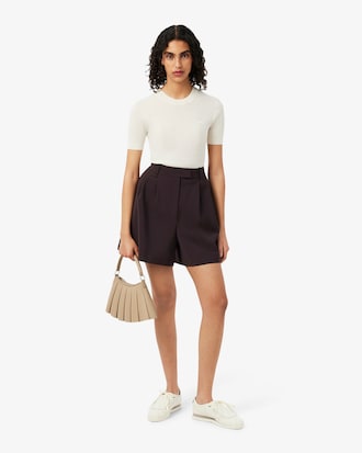 Bermudas oversized con pinzas de mezcla de lana
