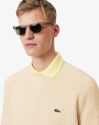 Sweater De Lana Grueso Con Cuello Redondo