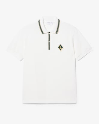 Camisa Polo Cl&aacute;ssica com Detalhe de Emblema Feita na Fran&ccedil;a
