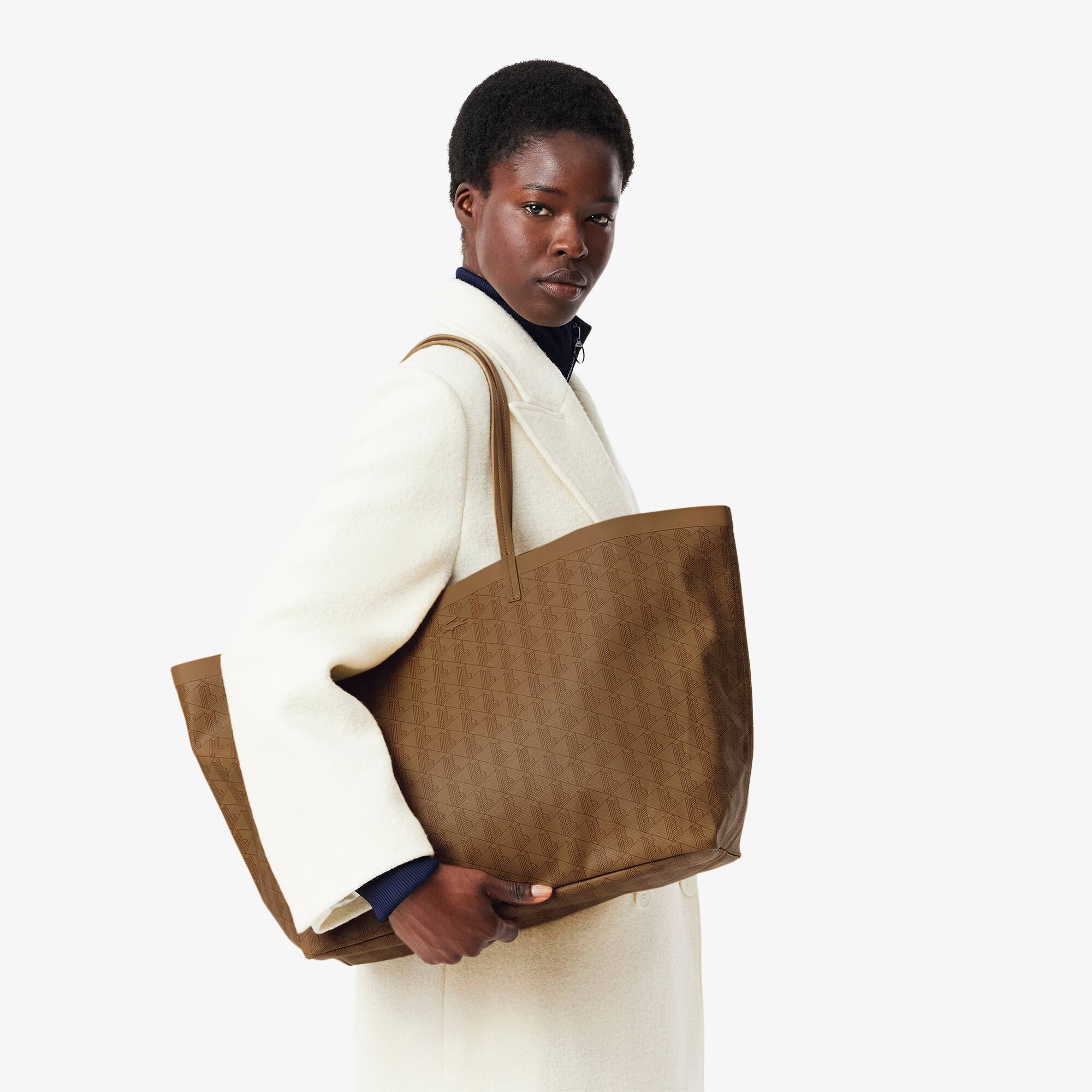 Bolsa Tote Grande Zely em Lona Revestida com Monograma