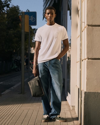 Cal&ccedil;a Jeans Indigo de Corte Reto com 5 Bolsos