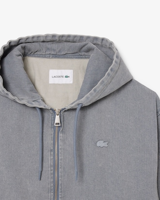 Jaqueta Masculina Jeans com Touca e Bolsos 