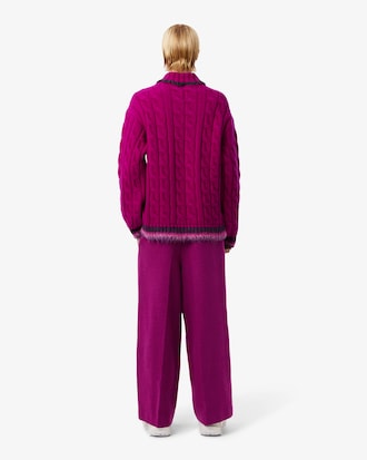 Calças Largas de Lã Slub Da Coleção Runway