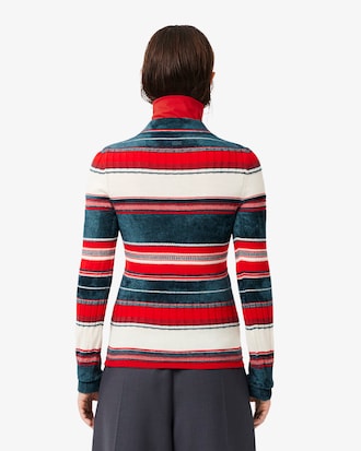 Sweater con cuello polo de rayas texturizadas Runway
