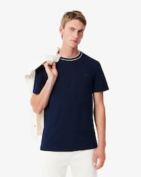 Camiseta de Piqu&eacute; com Gola Listrada em Stretch