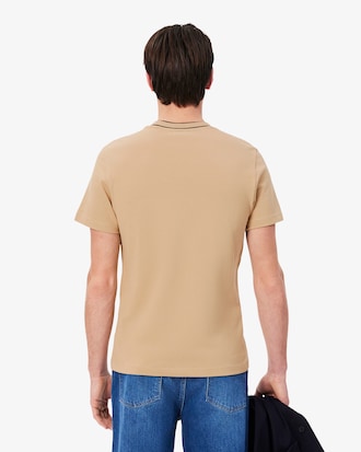 Remera De Piqu&eacute; Elastizado Con Cuello Rayado