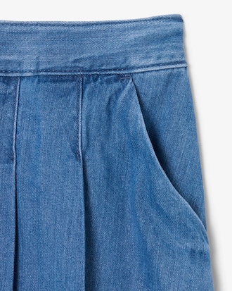 Saia-short jeans plissada