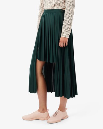 Long Asymmetric Pleated Jersey Skirt