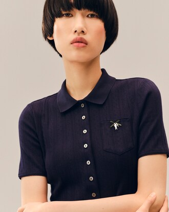 Vestido Polo Longo Pointelle &ndash; Modelagem ajustada