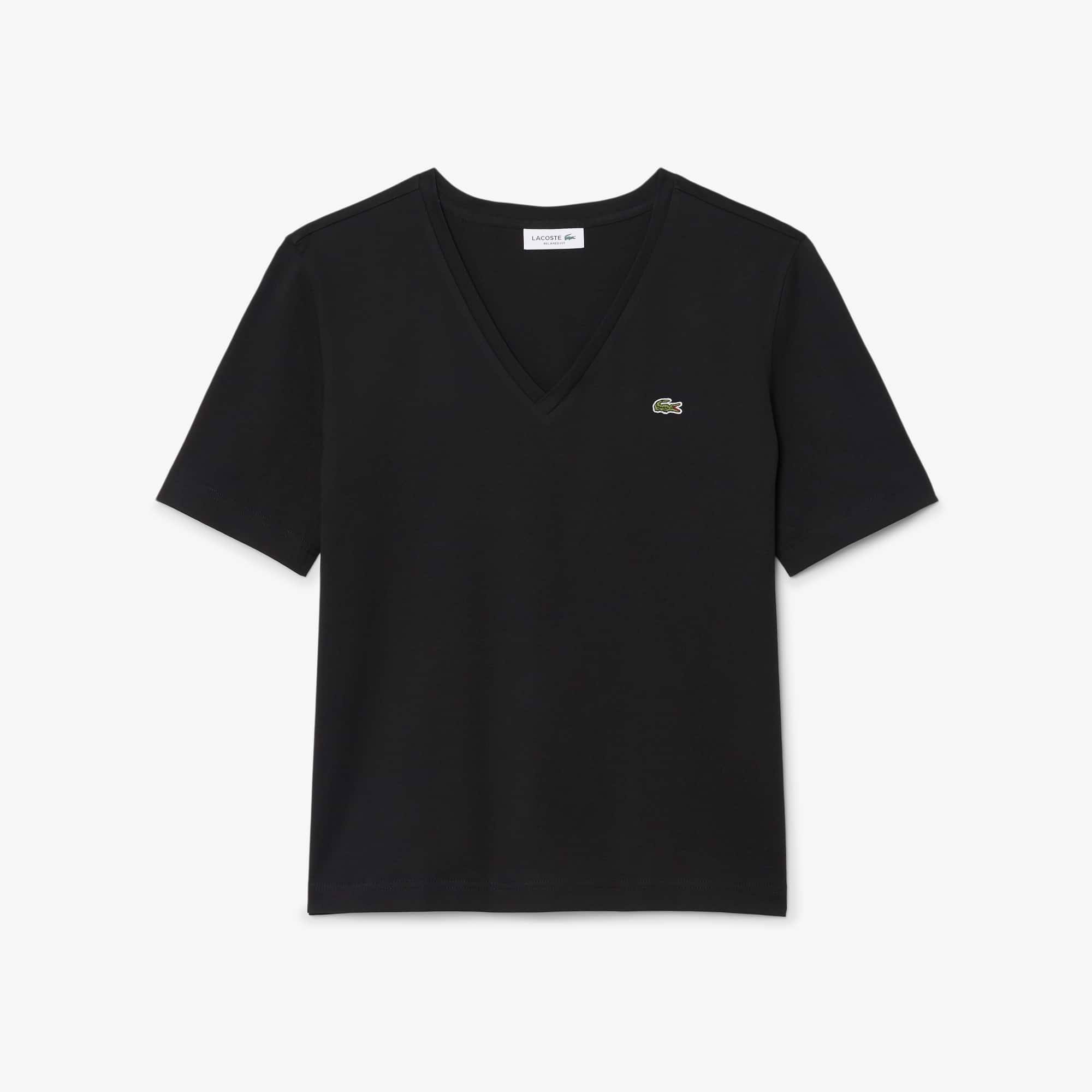 Camiseta Feminina de Algodão com Gola V e Caimento Relaxado