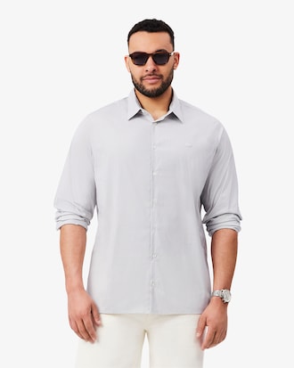 Camisa de corte ajustado de popel&iacute;n el&aacute;stico de rayas