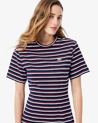 Vestido Tshirt Midi Manga Curta Jersey Raye Listrado