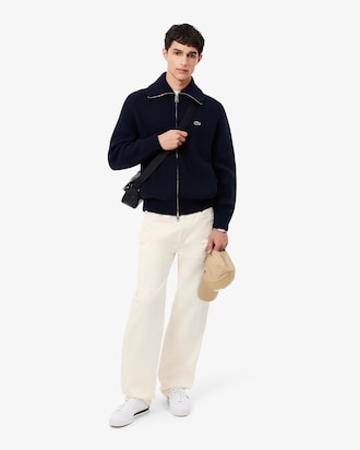 Wool High Neck Zipped Sweater