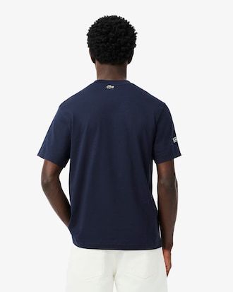 Camiseta em Malha de Algod&atilde;o Bordada e Estampada