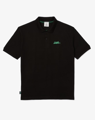 Polo unissex Lacoste L!VE em algod&atilde;o com modelagem solta