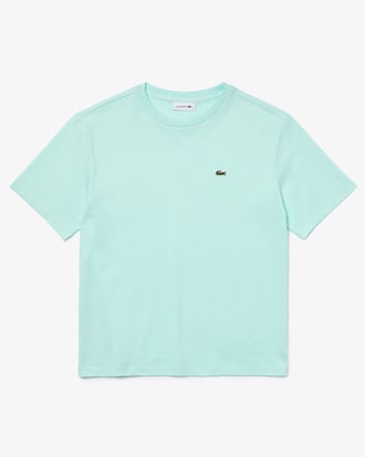 Camiseta feminina loose fit em algod&atilde;o com decote careca