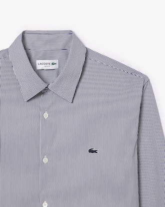 Camisa de Poplin Rayada Elastizada Slim Fit