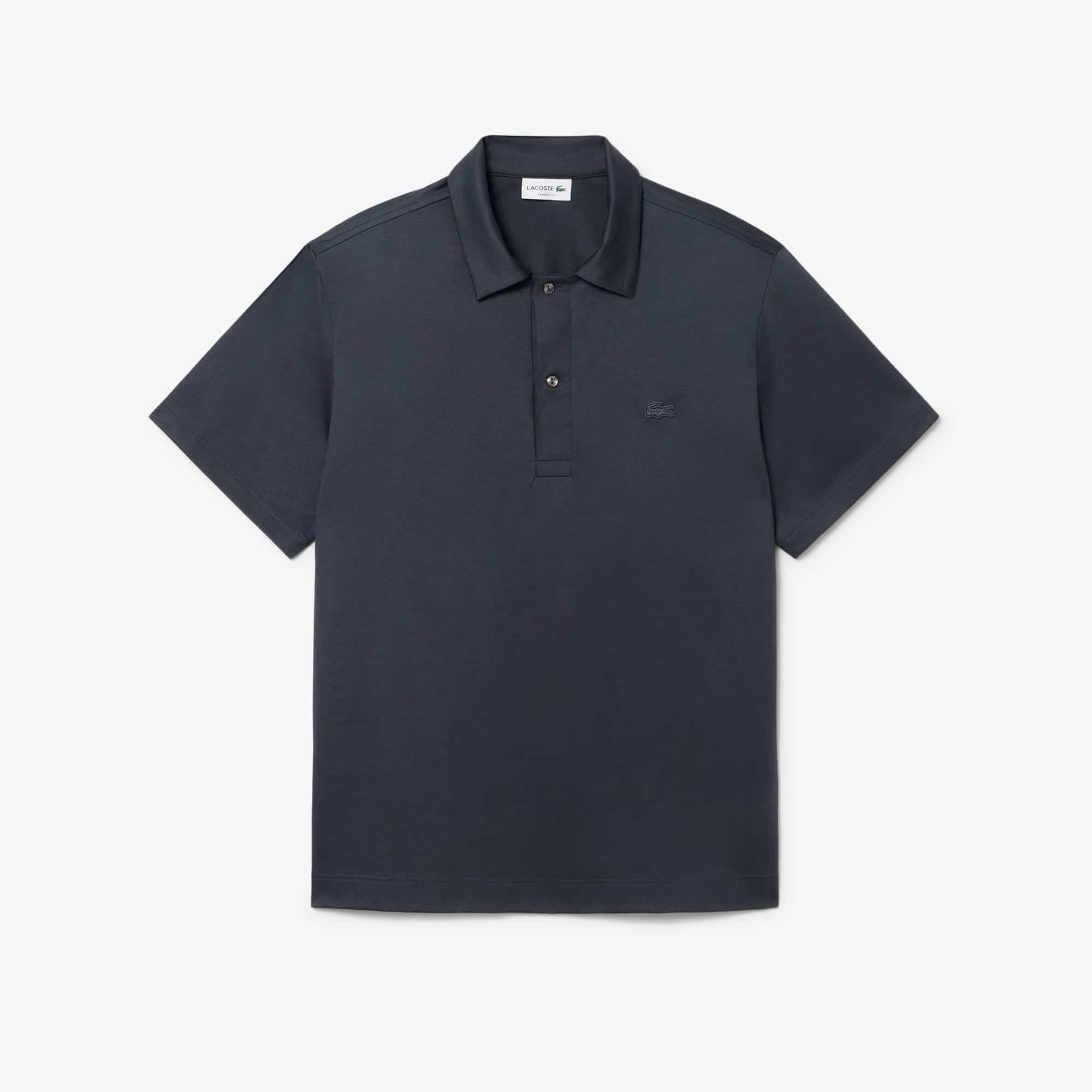Polo Masculina Lacoste Bordada de Gola Aberta em Algodão