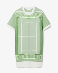 Vestido jersey de jacquard con motivo de pista de tenis