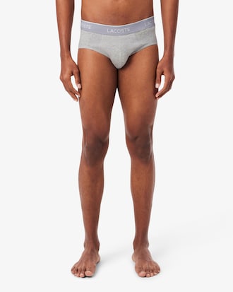 Pacote com 3 Cuecas Briefs Lisas de Algod&atilde;o