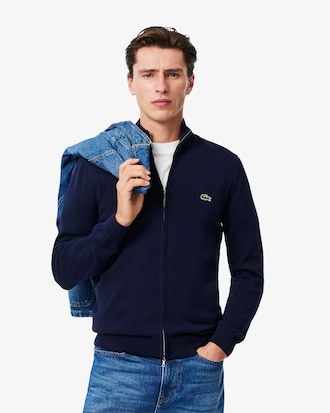 Suéter em Algodão com Zíper e Gola Alta