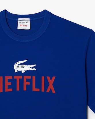 Remera unisex Lacoste x Netflix Loose Fit de algod&oacute;n org&aacute;nico