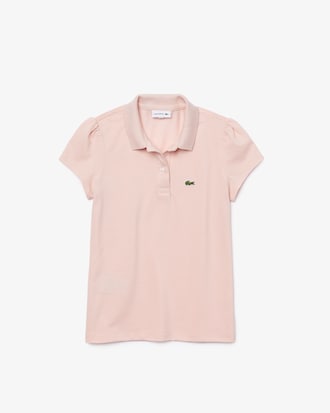 Camisa Polo Lacoste Feminina Infantil em Minipiquet com Gola Recortada