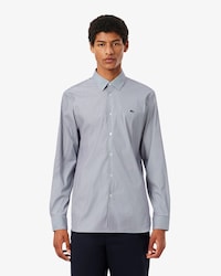 Camisa Slim Fit Listrada em Popeline Stretch