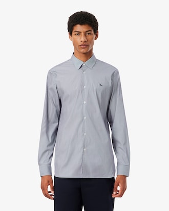 Camisa de Poplin Rayada Elastizada Slim Fit