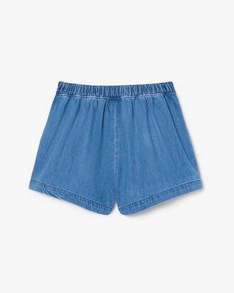 Saia-short jeans plissada