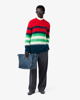 Sweater de piqu&eacute; de mezcla de alpaca cepillada con rayas Runway
