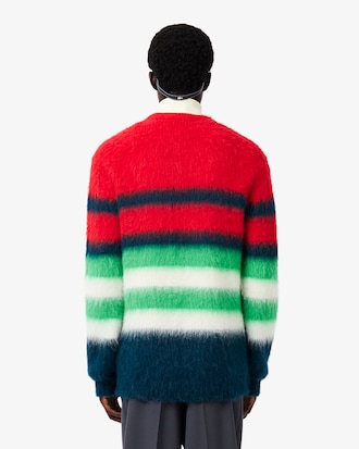 Sweater de piqu&eacute; de mezcla de alpaca cepillada con rayas Runway