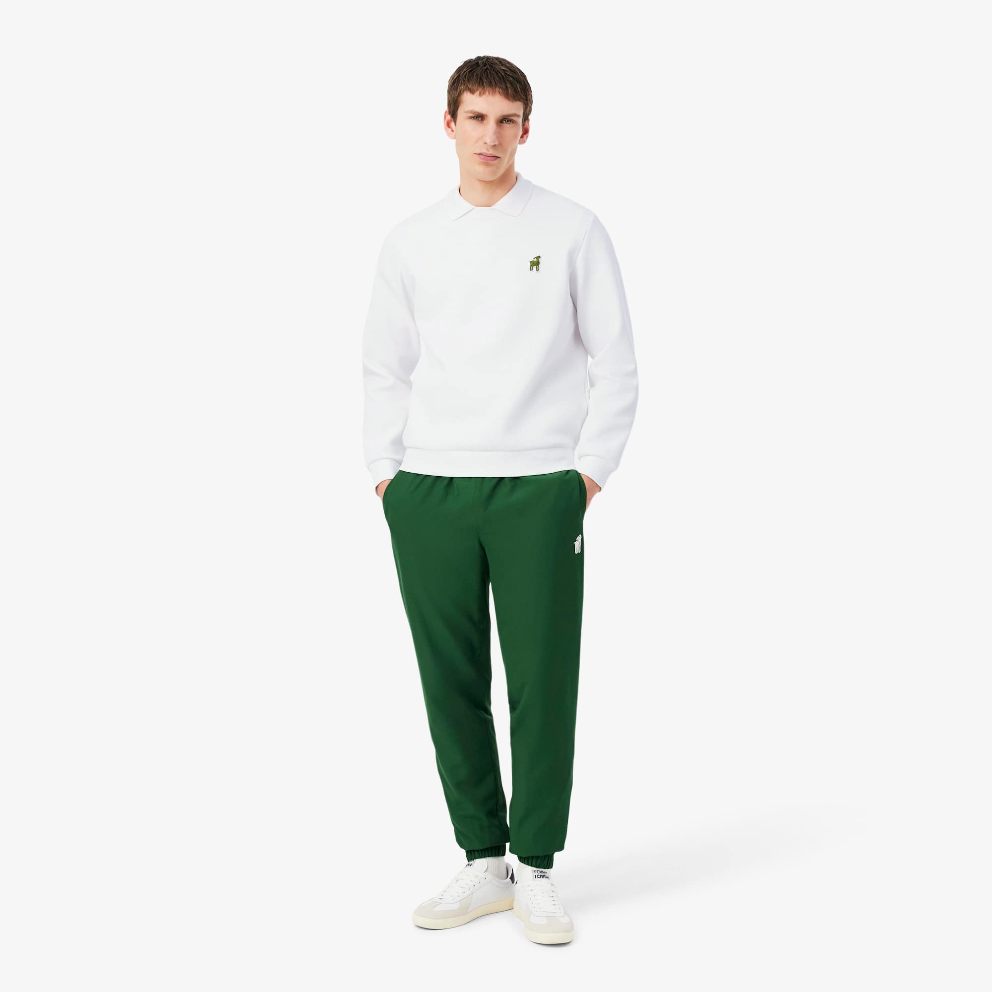 メンズウェア 23SS FCRB WHOLE PATTERN S/S MOCKNECK Moletom GOAT Lacoste x Novak Djokovic - Coleção de Tênis Masculina