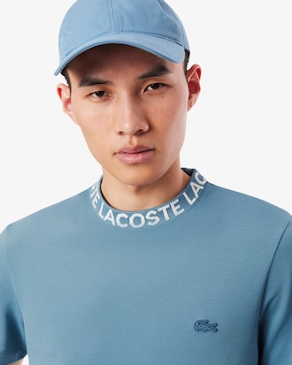 Camiseta em Piqué com Marca em Jacquard