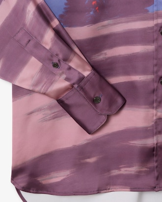 Camisa Oversize Estampada de Satén Landscape