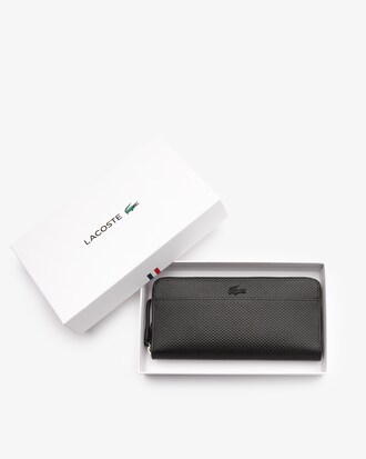 Carteira feminina Chantaco em piqu&eacute; de couro fosco com z&iacute;per