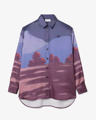 Camisa Oversize Estampada de Satén Landscape