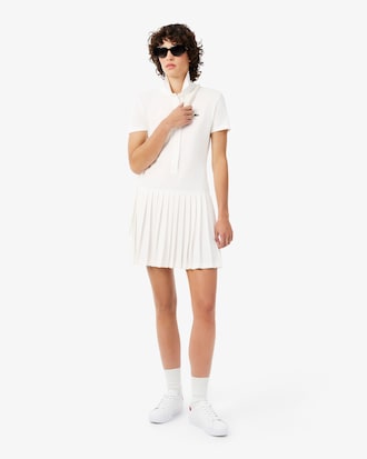 Vestido Polo Plissado em Piqu&eacute; Stretch
